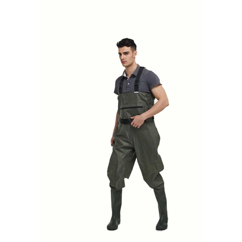 China CW005 Front zipper pocket 190T nylon PVC water proof fishing wader custom chest wader for men manufacturer