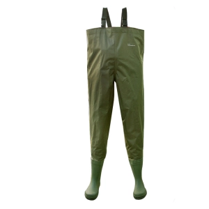 CW007 slip resistant nylon fabric PVC coating men outdoor fishing waders with PVC boots