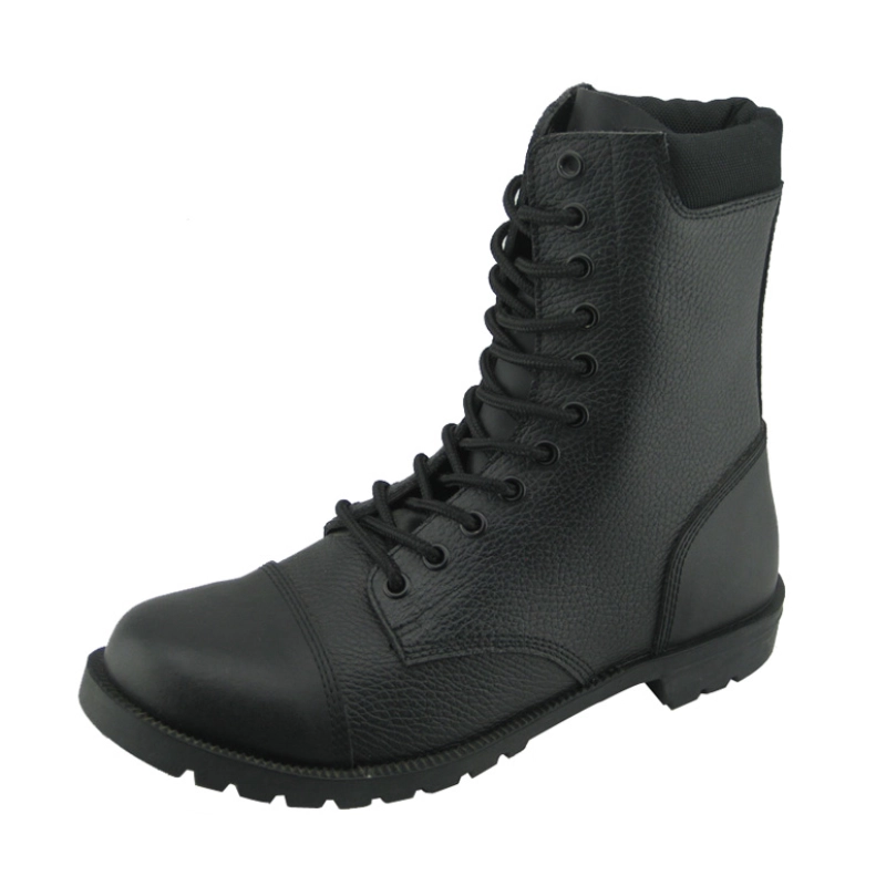 China Cemented genuine leather rubber sole military boots for men manufacturer