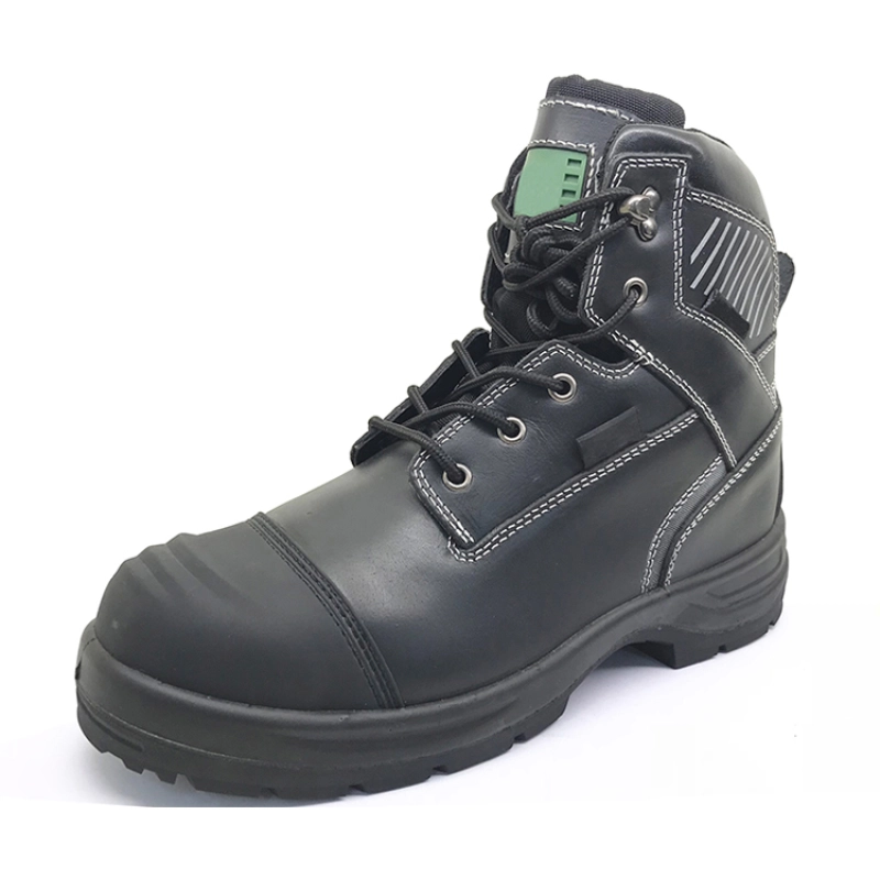 China ENS014 high ankle black steel safety boots men manufacturer