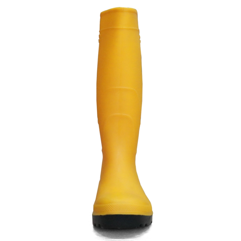 China F35YB yellow anti slip oil acid resistant plastic PVC safety wellington boots steel toe cap manufacturer