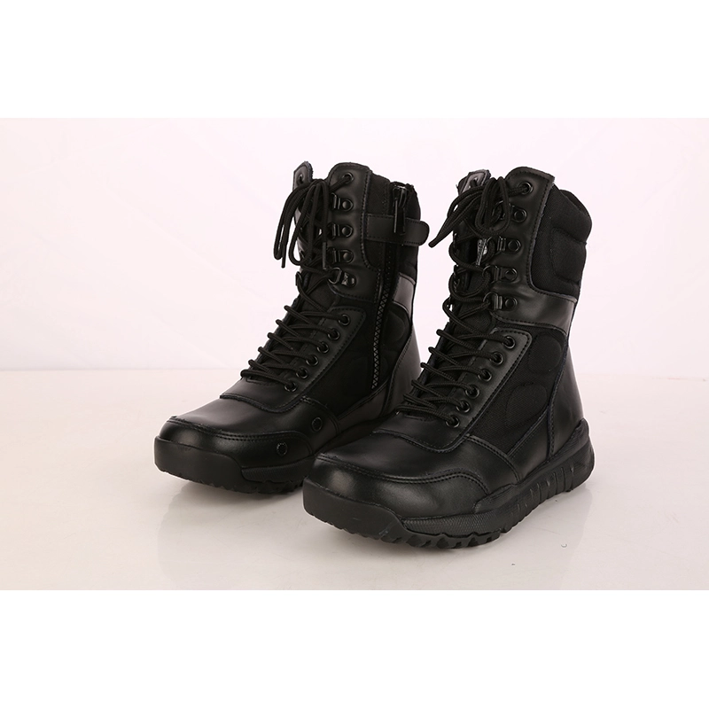 China Genuine leather cemented construction rubber sole army boots military manufacturer