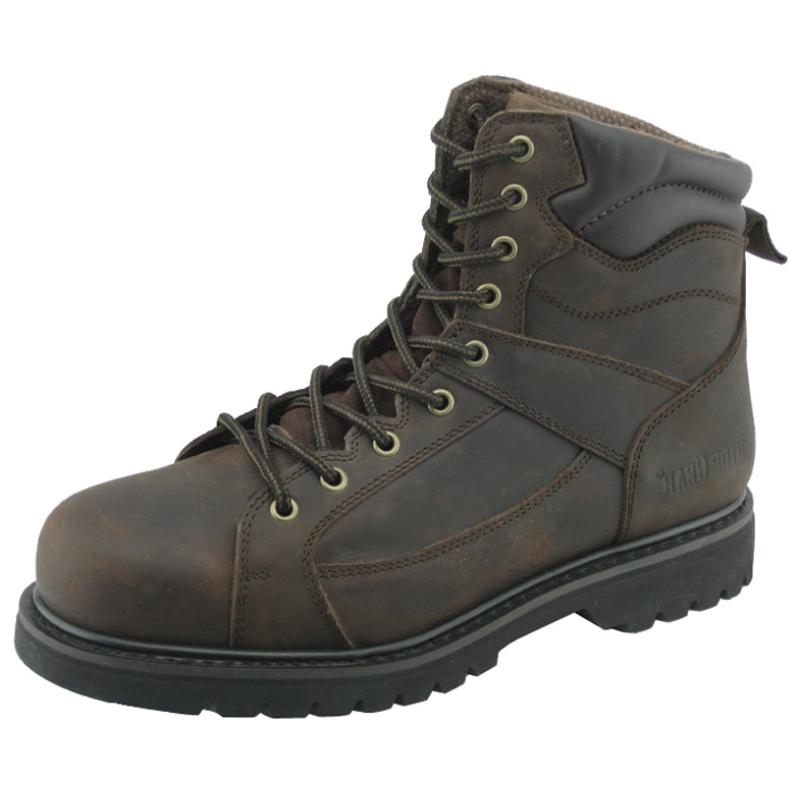 China Good quality crazy horse leather goodyear welted safety boots manufacturer