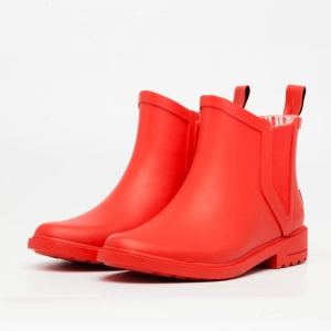 RB-003 tornozelo moda botas de chuva de borracha vermelha