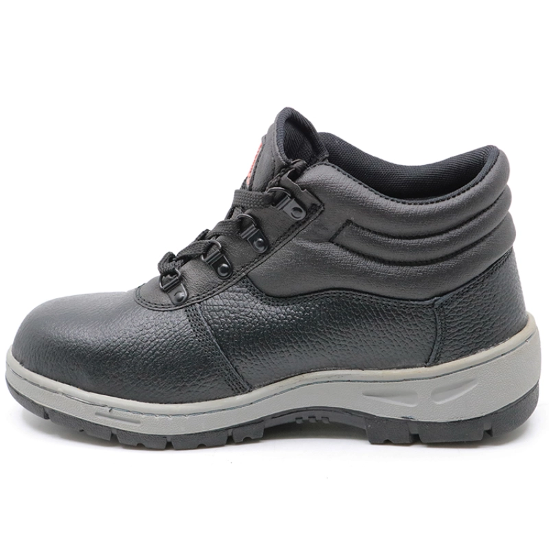 China RB1094 Black leather rubber sole steel toe cap industrial safety shoes manufacturer