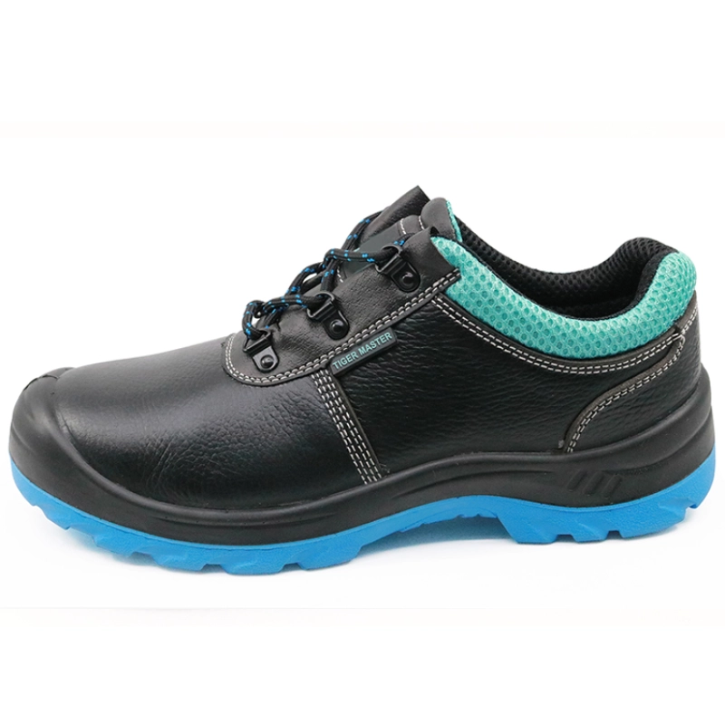 China SJ0182 black leather anti static steel toe cap shoes safety factory manufacturer
