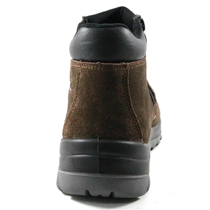 China SJ0197 suede leather double-sided zipper CE steel toe safety shoes without laces manufacturer