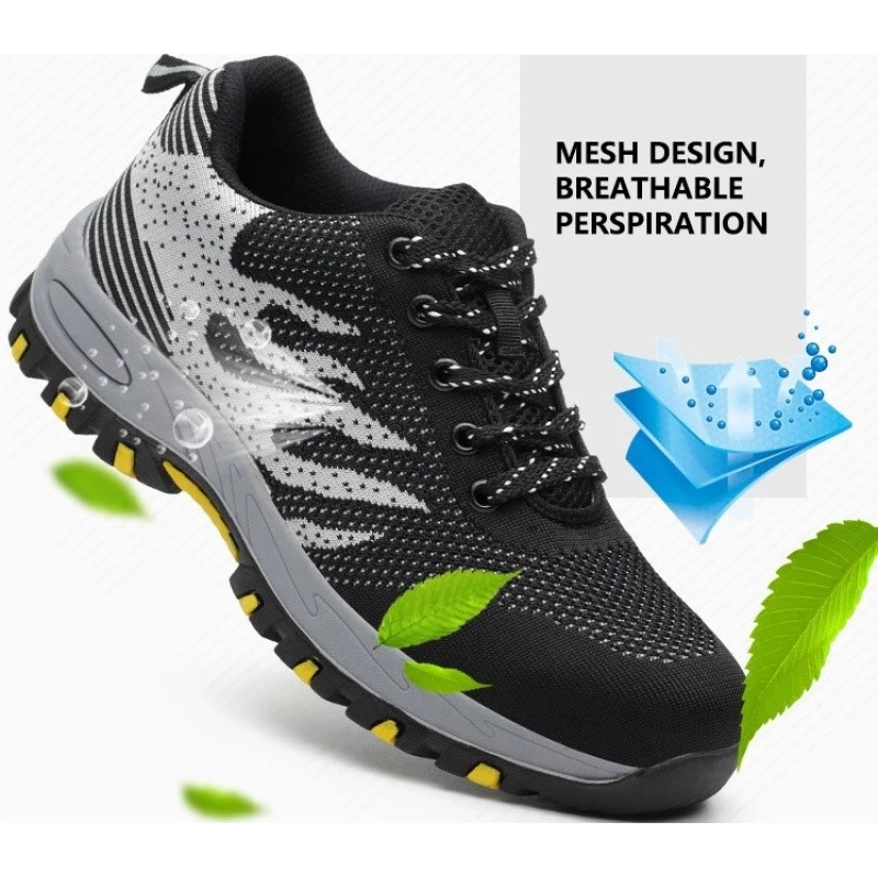 China SP011 Black rubber sole breathable non slip steel toe sport safety shoe manufacturer