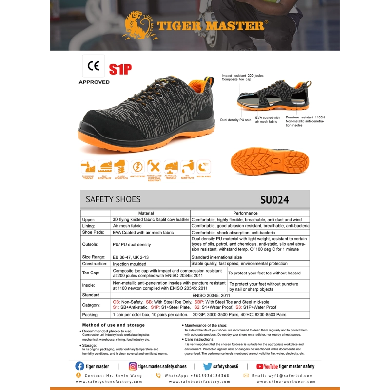 Chine SU024 CE vérifié anti-dérapant composite orteil anti-crevaison antistatique sport chaussures de sécurité fabricant