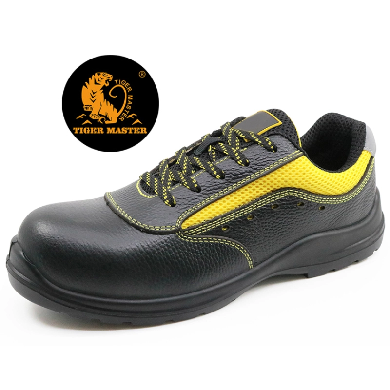 China SU026 black leather pu sole plastic toe cap industrial safety shoe manufacturer