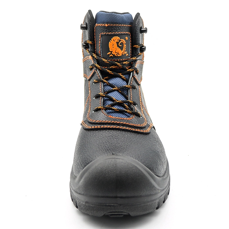 China TM1203 new oil slip resistant black leather steel toe anti puncture safety shoes industrial manufacturer