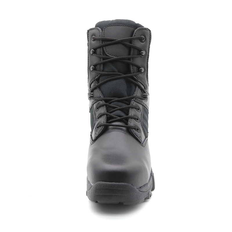 China TM123 Anti slip rubber sole black leather steel toe tactical military army shoes manufacturer
