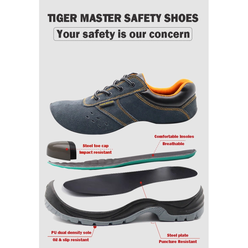 China TM2010 Anti slip suede leather puncture proof sport work shoes steel toe manufacturer