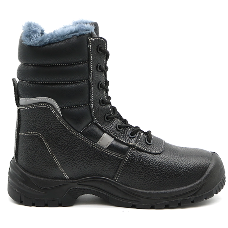 China TM2018 High ankle oil slip resistant fur lining steel toe puncture proof winter safety boots manufacturer