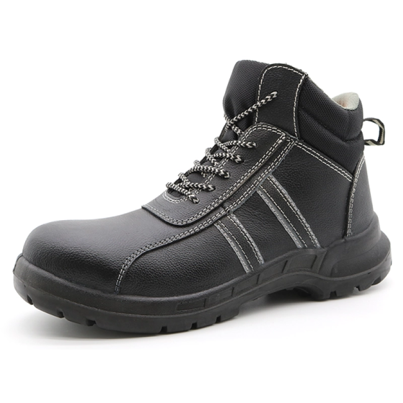 China TM2025 Slip oil resistant men' s black leather anti puncture safety shoes mid cut steel toe manufacturer