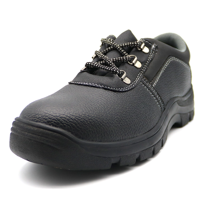 China TM3011 Black leather cemented construction site work shoes steel toe cap manufacturer