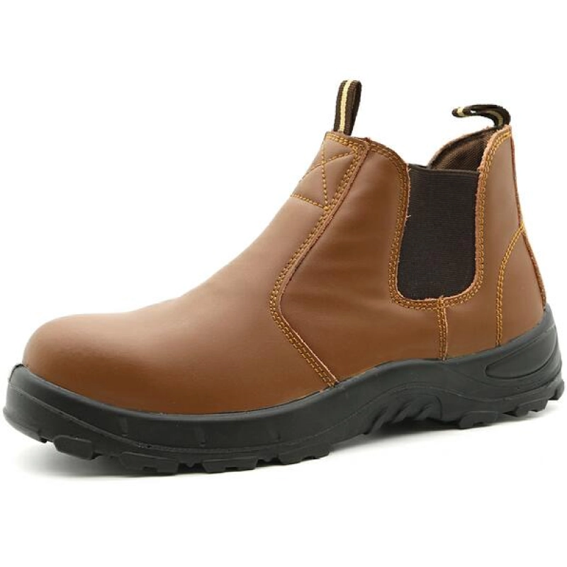 China TM3021 Brown leather anti slip steel toe prevent puncture fashion safety shoes without laces manufacturer