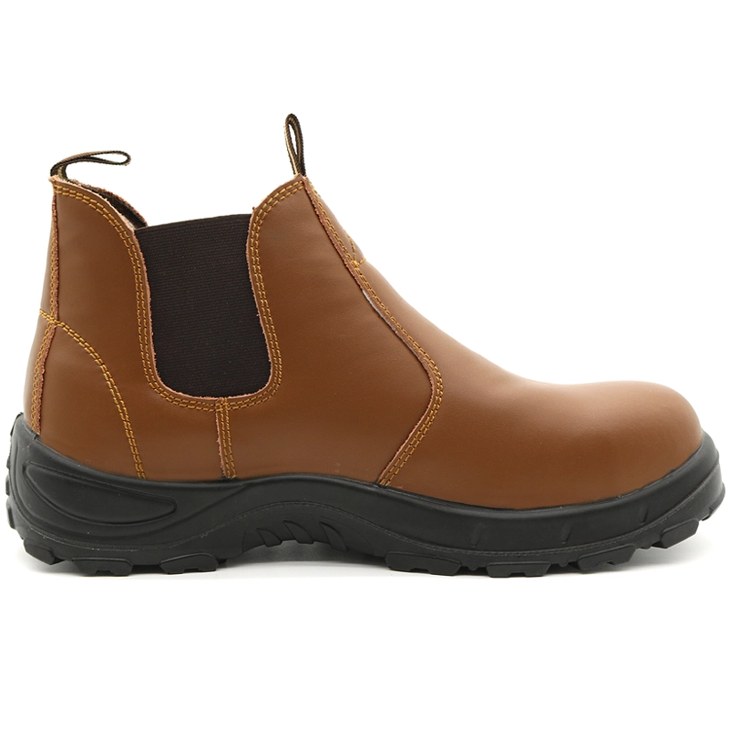 China TM3021 Brown leather anti slip steel toe prevent puncture fashion safety shoes without laces manufacturer