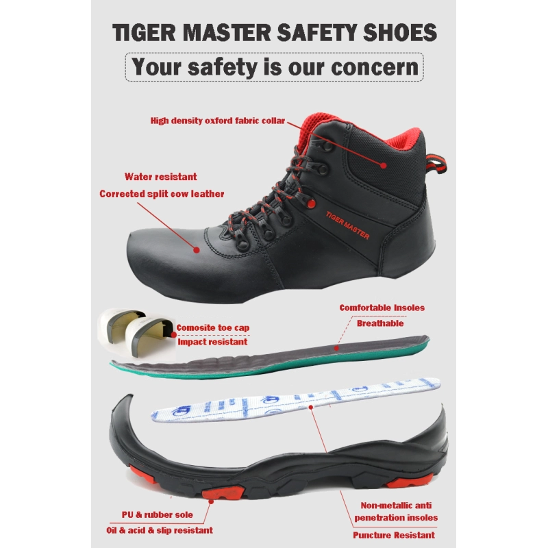 China TM5010 Oil acid proof heat resistant anti puncture soft rubber safety shoes composite toe manufacturer