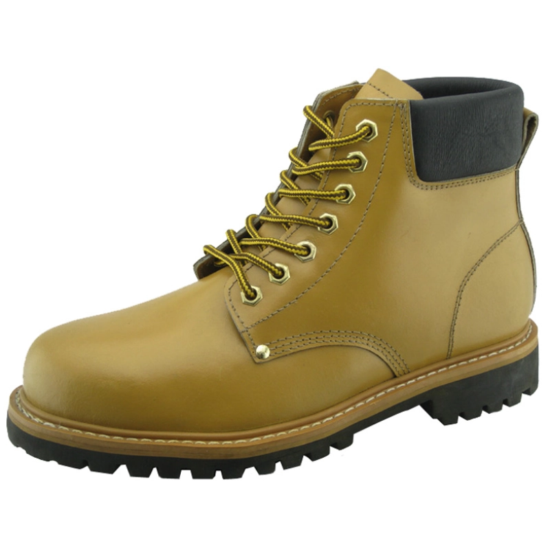 China Yellow corrected leather goodyear safety boots shoes manufacturer