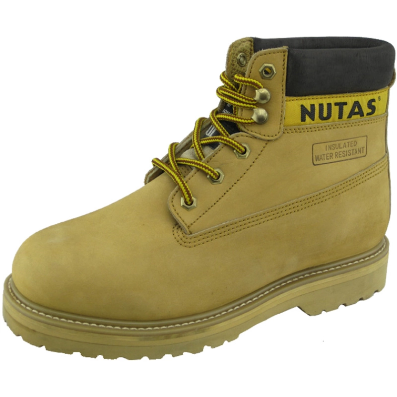 China Yellow nubuck leather rubber sole goodyear working safety boots manufacturer