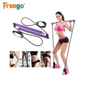 Exercise Resistance Band Yoga Pilates Bar Kit Portable Pilates Stick Muscle Toning Bar Home Gym Pilates with Foot Loop for Total Body Workout