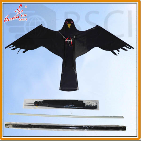 Hawk kite bird scarer with telescopic pole