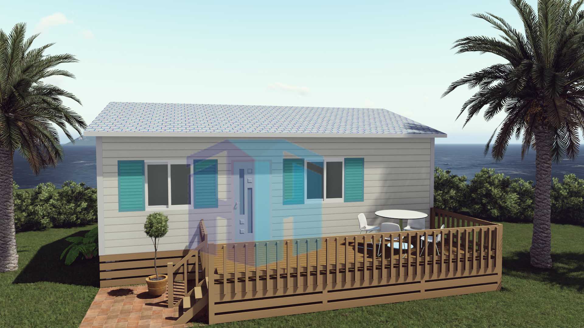 Um encantador quarto pré-fabricado com vista para o mar