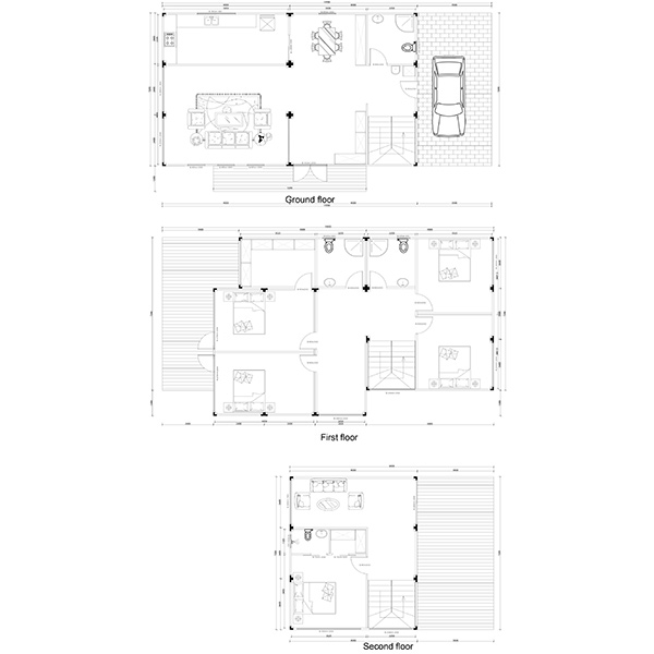 Heya-5X01 Designplan für Luxusunterkünfte mit Garage