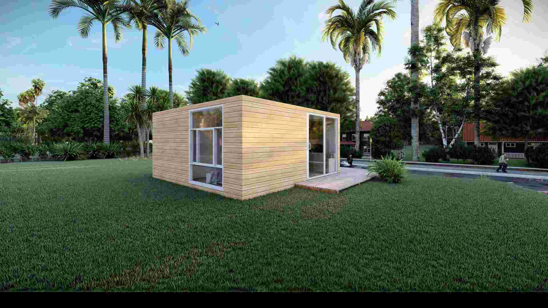 Residenziale - (Heya-1X05) Modulo prefabbricato case prefabbricato con 2 camere da letto pronto per montaggio rapido