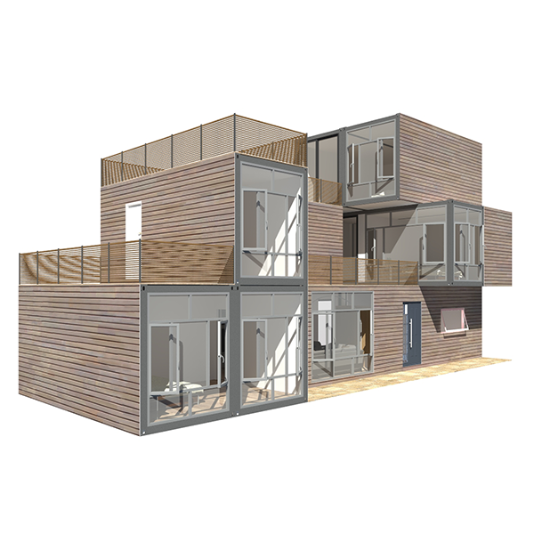 Residential - (Heya-4X03) Beautiful 4 Bed Rooms Container House Modular Sandwich Panel Steel  Plan