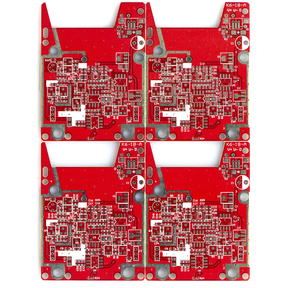 PCB de doble capa con tratamiento de superficie rojo S / M y LF-HASL con RohS