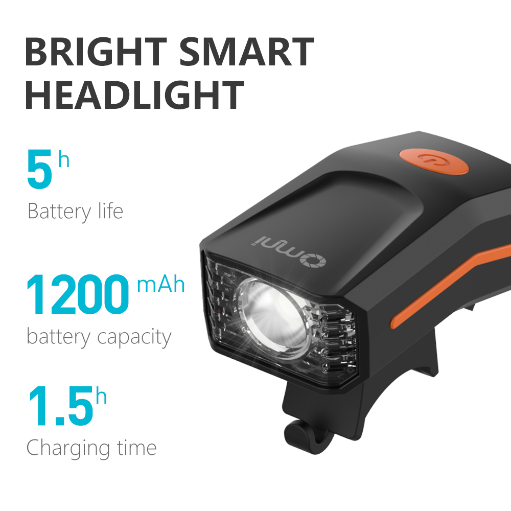Bright Smart USB Rechargeable Hauteur de phare Highlight Highlight Bicyclette 300 Lumens frontale