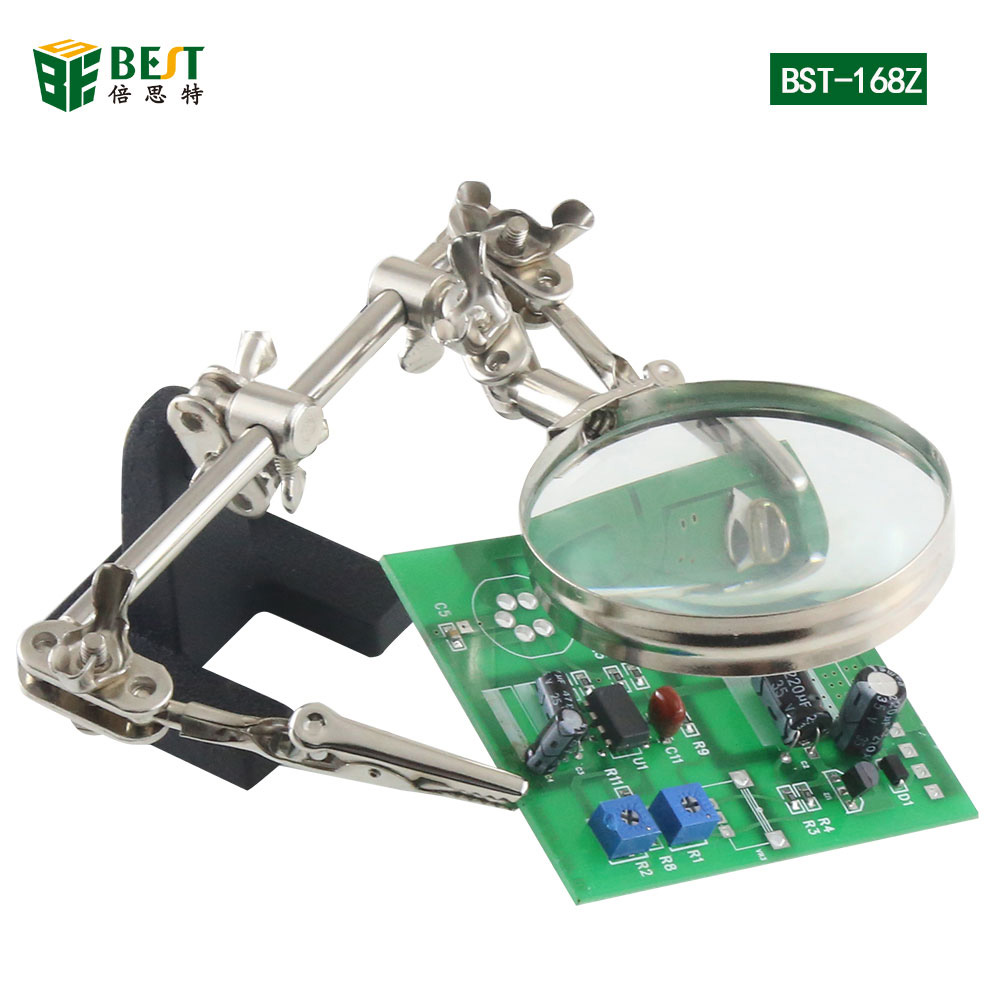 BEST-168Z Magnifying Glass 5X Magnifier Repair Tools Loupe Magnifying Tool Alligator Clip Soldering Solder Iron Stand