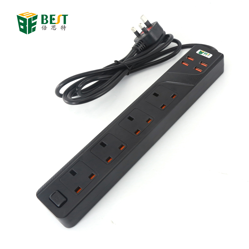 BKL-03英国标准插头4组电源插座，带4路USB英制标准扩展电源插座