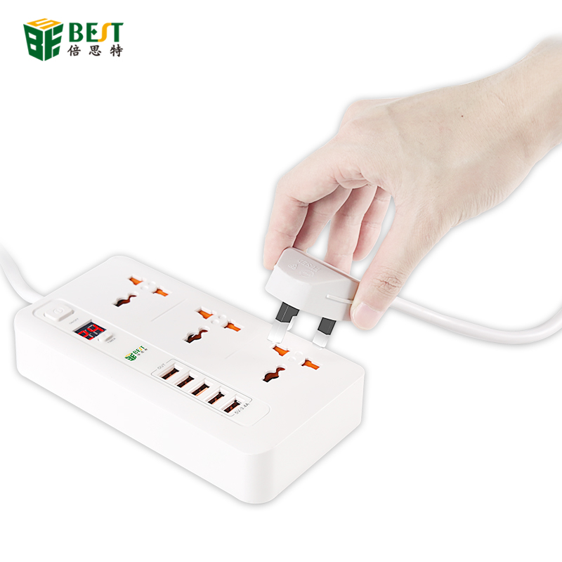 BST-04电源板智能插头家用电子设备快速充电通用插头延长线带USB定时器的插座适用于EU UK AU