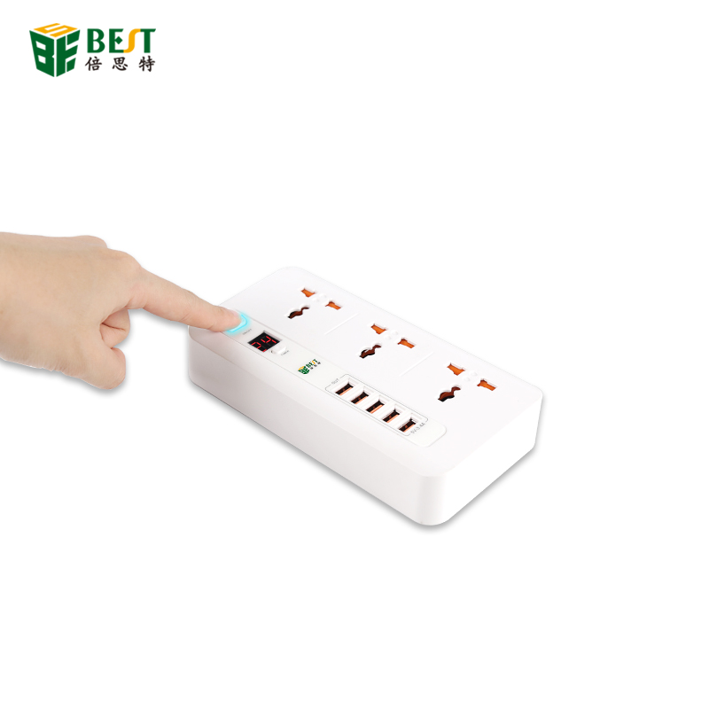 BST-04电源板智能插头家用电子设备快速充电通用插头延长线带USB定时器的插座适用于EU UK AU