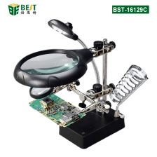 ประเทศจีน BST-16129C ฟังก์ชั่นใหม่ 5X LED ยืนคลิป 3 in 1 เชื่อมแว่นขยายสำหรับซ่อม PCB โทรศัพท์มือถือแว่นขยายหน้าจอ ผู้ผลิต