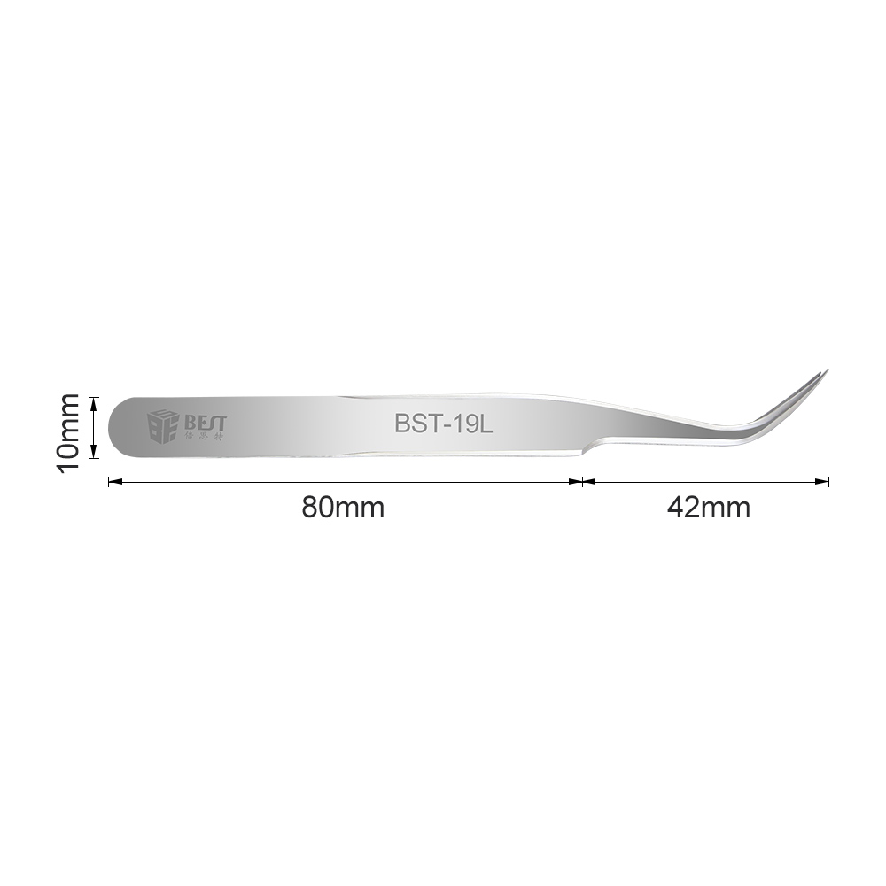 BST-19L防锈钢弯曲镊子不锈钢钳子扩展睫毛镊子采摘美甲工具
