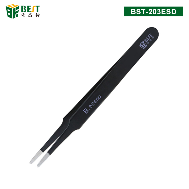 BST-203ESD Pinzas antiestáticas de precisión de reparación móvil directa de fábrica de alta calidad para iPhone / Smartphone