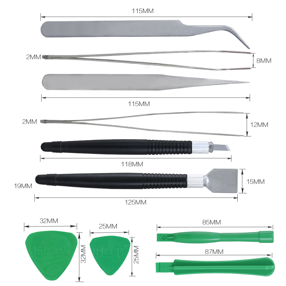 批发最好的维修工具螺丝刀对于iPhone三星索尼HTC撬工具16合1套装BST-2408