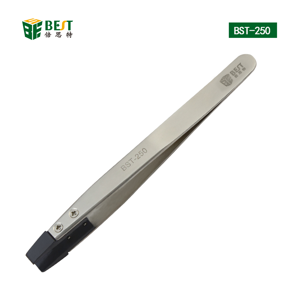 BST-250 ESD Stainless Steel  Tweezes  with Changeable  Flat Ttip