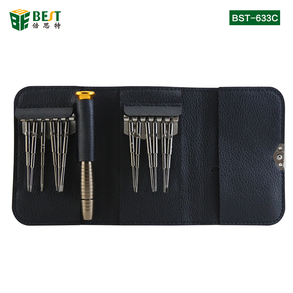 BST-663C Multifunctional Phone Repair Tools Precision Pocket Screwdriver Bit Set with leather case