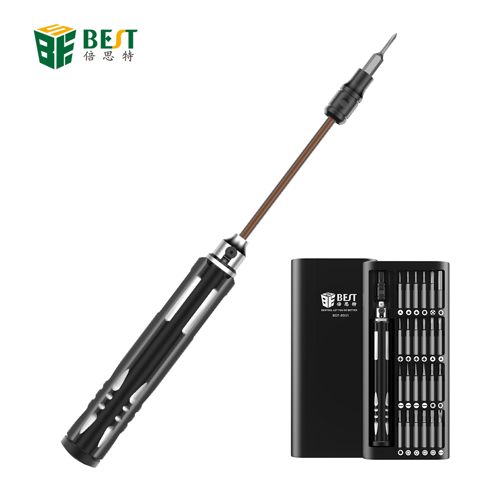 BST-8931 25 in 1 Extension rod handle Screwdriver Set Precision Magnetic S2 Screwdriver Bits for iPhone Watch Repair Tools Kit