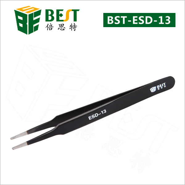 BST-ESD-13 Stainless Steel  Nonmagnetic Antistatic Round Tip Tweezers