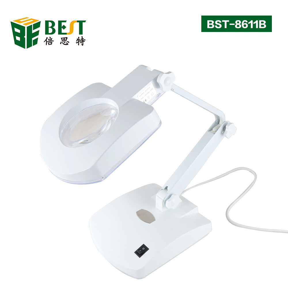 Best 8611B Portable LED Folded Reading Desk Table Study Light Night Lamp+ Magnifying Glass Watch Repair Tool