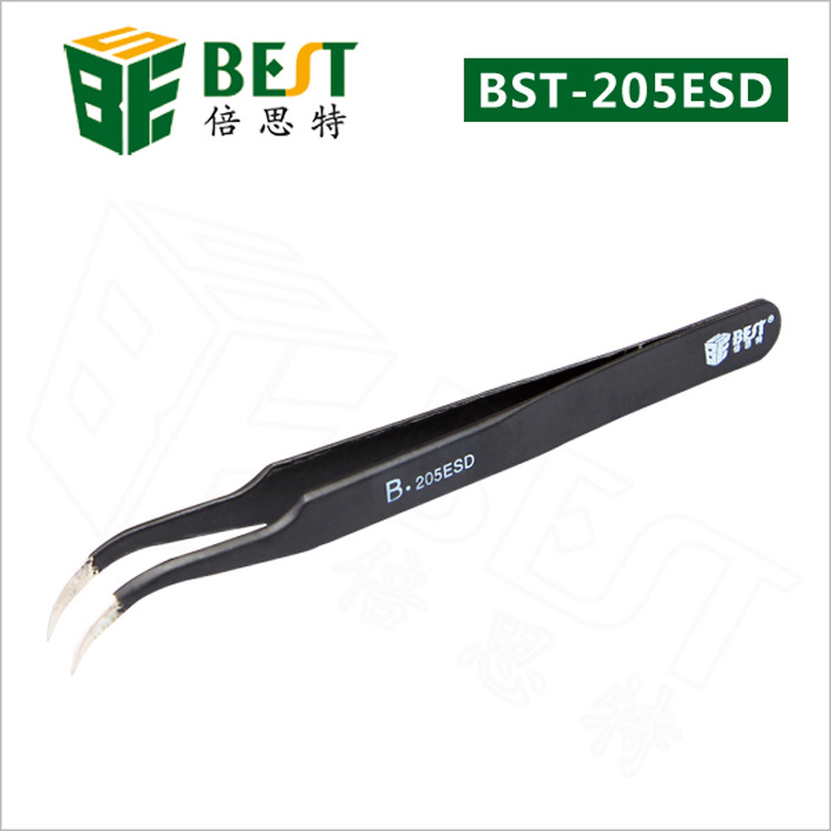 Curved tweezers for eyelash extension stainless steel BST-205ESD