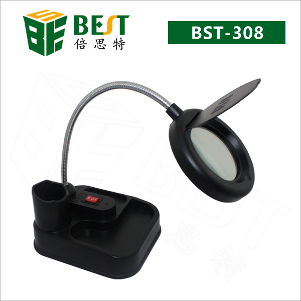 โคมไฟตั้งโต๊ะที่มีแว่นขยายที่มีไฟ LED BST-308