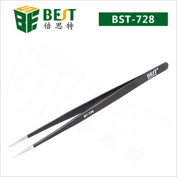 Eyelash extension tweezers facotry supply stinless steel material straight tip BEST-728