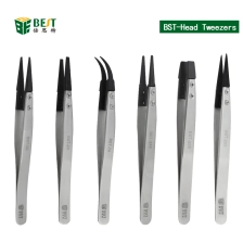 China Fábrica ESD fibra de carbono Tip Anti estática aço inoxidável Flated Tip Tweezers fabricante
